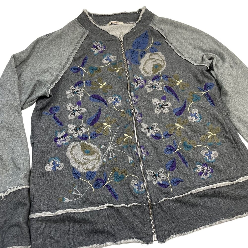 Sundance Womens Embroidered Gray Zip-Up Jacket Bomber Size S/M - Picture 4 of 9